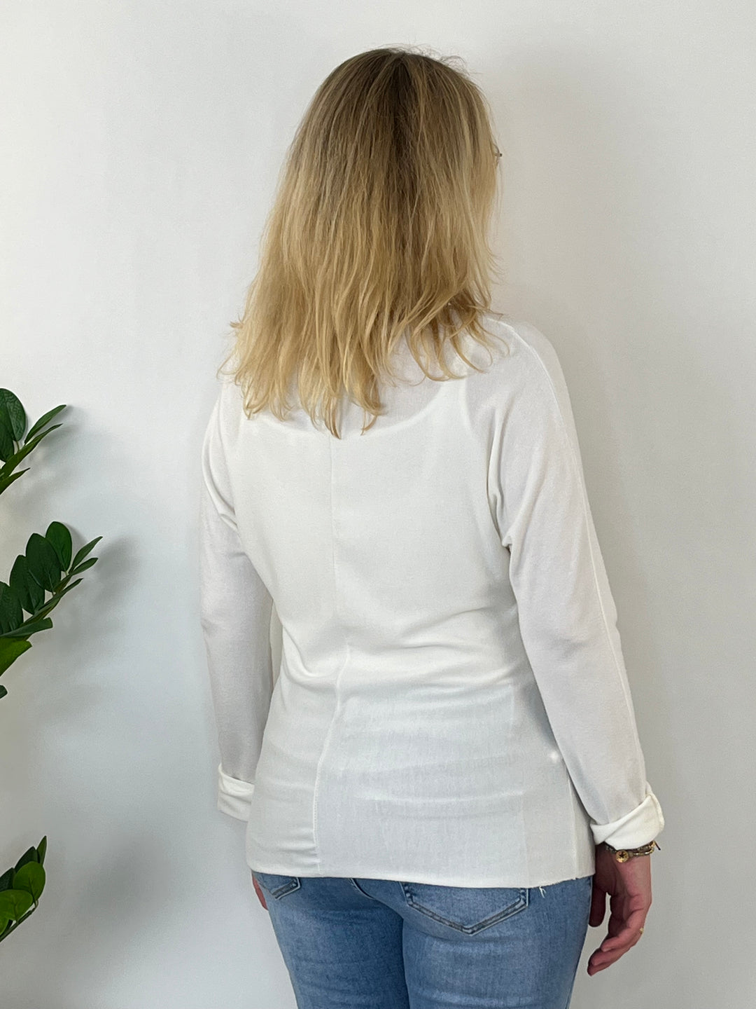 Pullover mit Metallic-Blumenprint, ecru von Bella Vita - Mode & Lifestyle