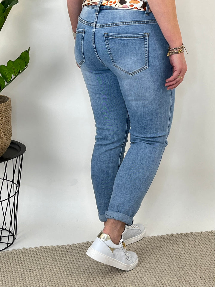 Slim-Fit-Jeans mit Stoffgürtel, blue-denim von Bella Vita - Mode & Lifestyle