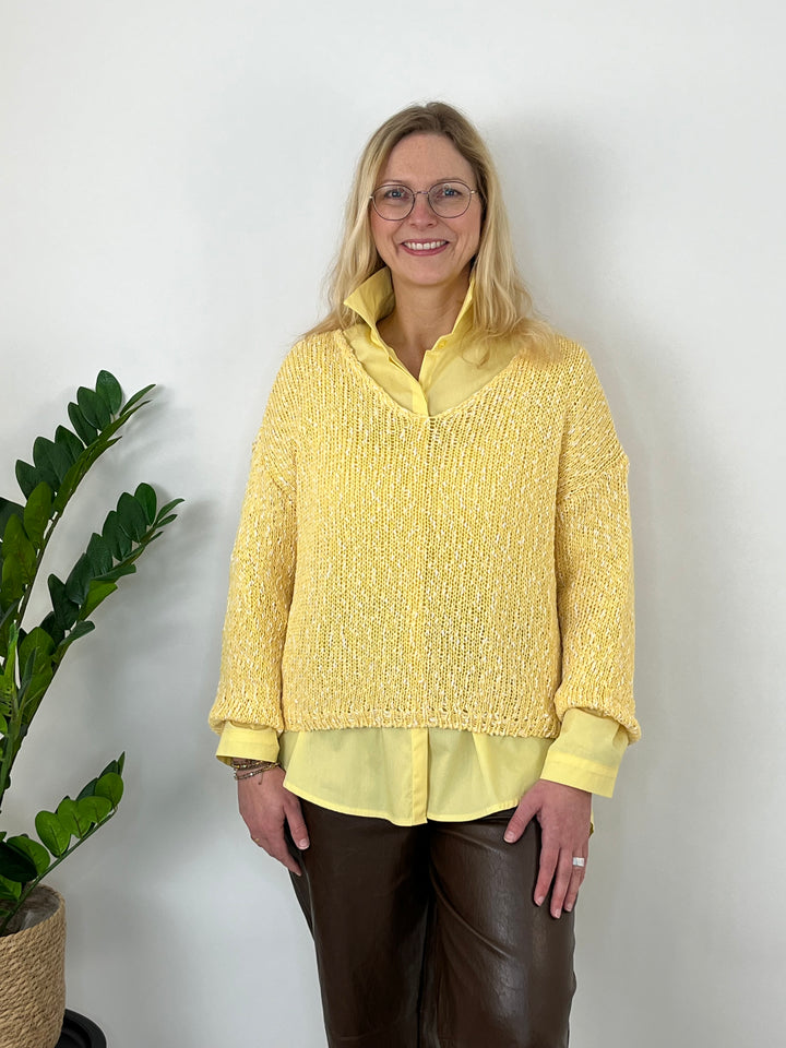 Pullover in Melangeoptik, gelb von Bella Vita - Mode & Lifestyle