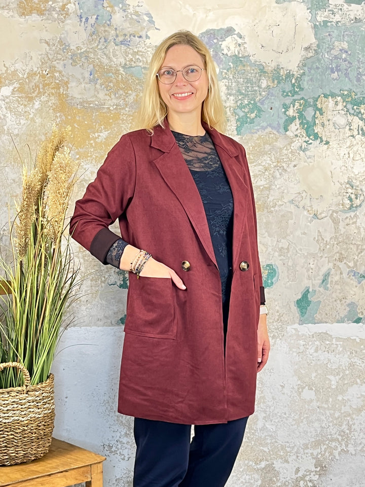 Longblazer Veloursimitat, bordeaux von Bella Vita - Mode & Lifestyle