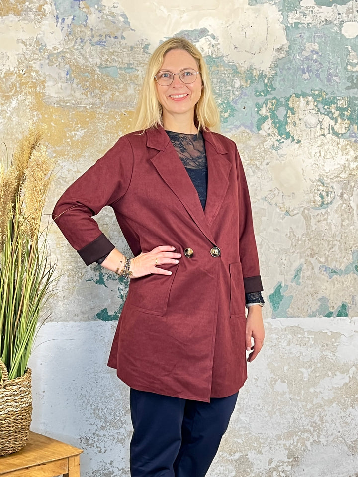 Longblazer Veloursimitat, bordeaux von Bella Vita - Mode & Lifestyle