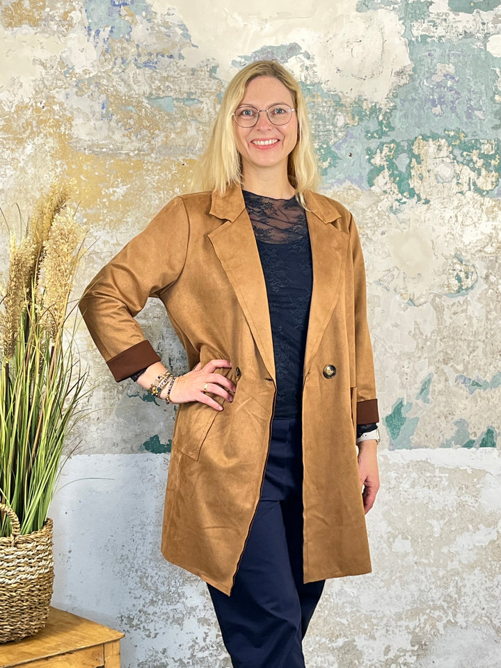 Longblazer Veloursimitat, cognac von Bella Vita - Mode & Lifestyle