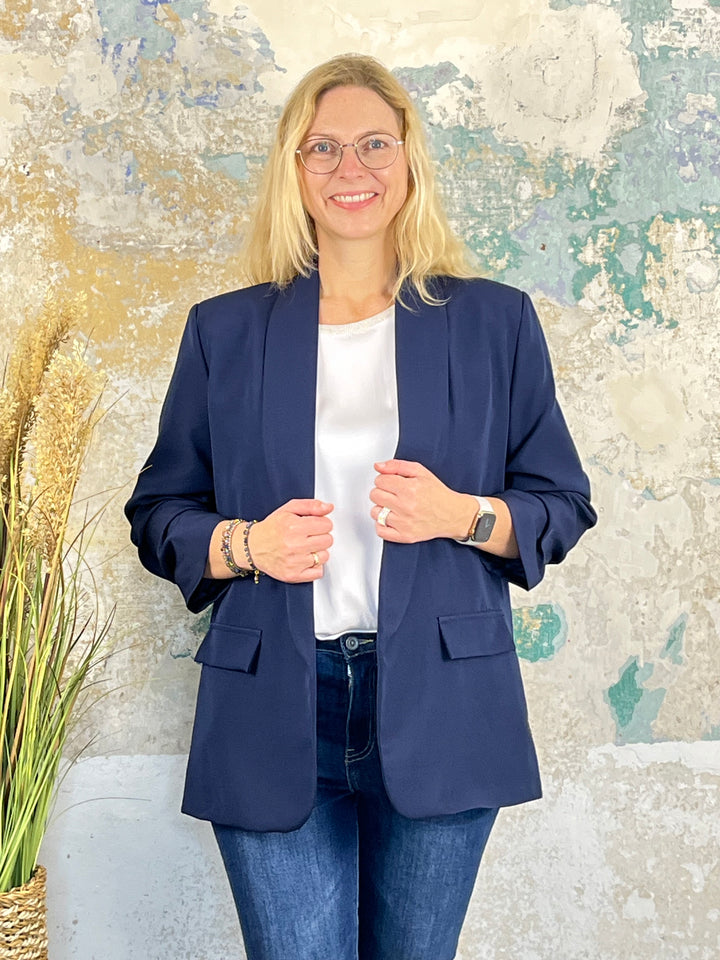 Longblazer mit gerafftem Arm, marine von Bella Vita - Mode & Lifestyle
