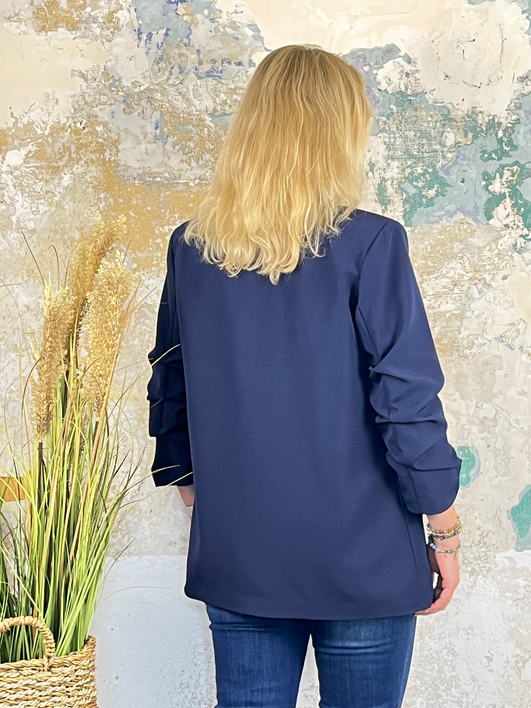 Longblazer mit gerafftem Arm, marine von Bella Vita - Mode & Lifestyle