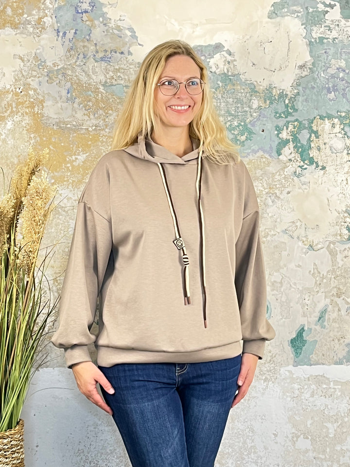 Hoodie mit Zierkordeln, taupe von Bella Vita - Mode & Lifestyle