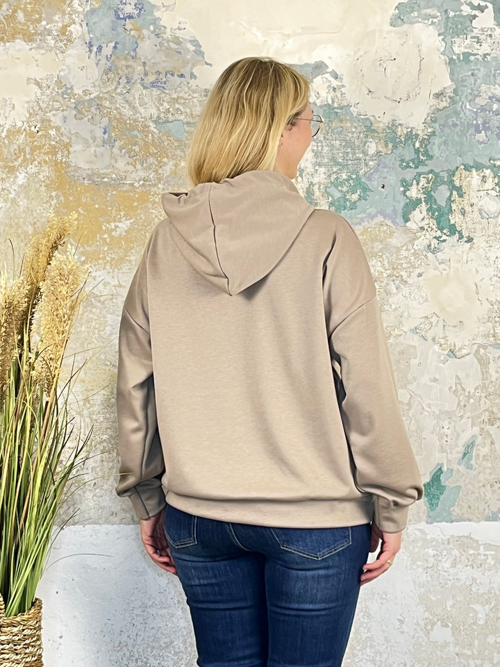 Hoodie mit Zierkordeln, taupe von Bella Vita - Mode & Lifestyle
