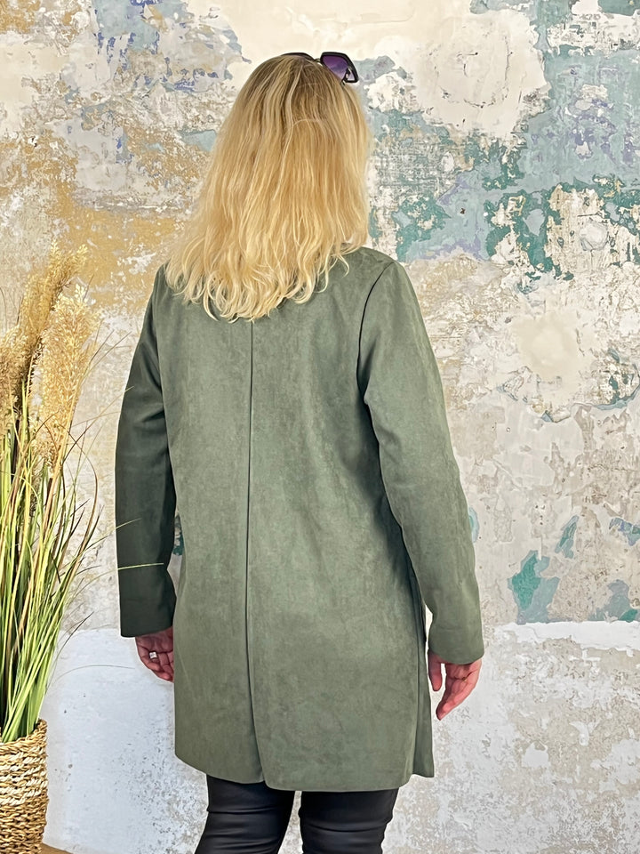 Longblazer Veloursimitat, khaki von Bella Vita - Mode & Lifestyle