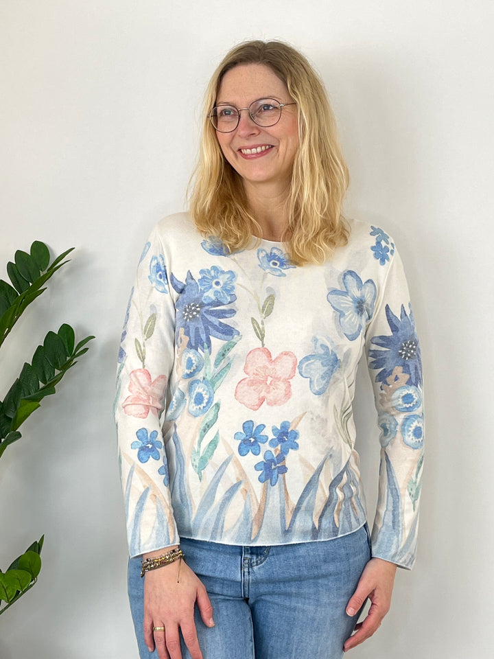 Pullover mit Blumenmuster, hellblau von Bella Vita - Mode &amp; Lifestyle