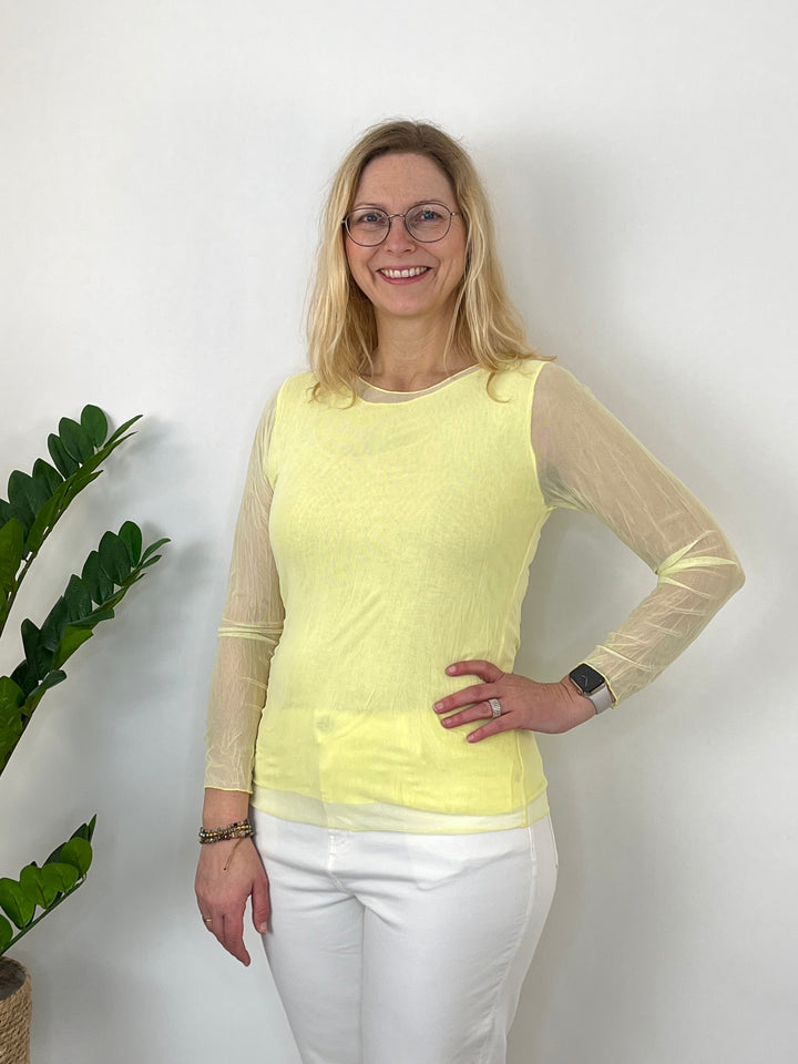 Mesh-Shirt, vanillegelb von Bella Vita - Mode &amp; Lifestyle