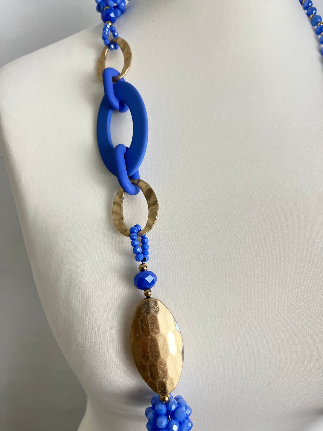 Statement-Kette, blau-goldfarben