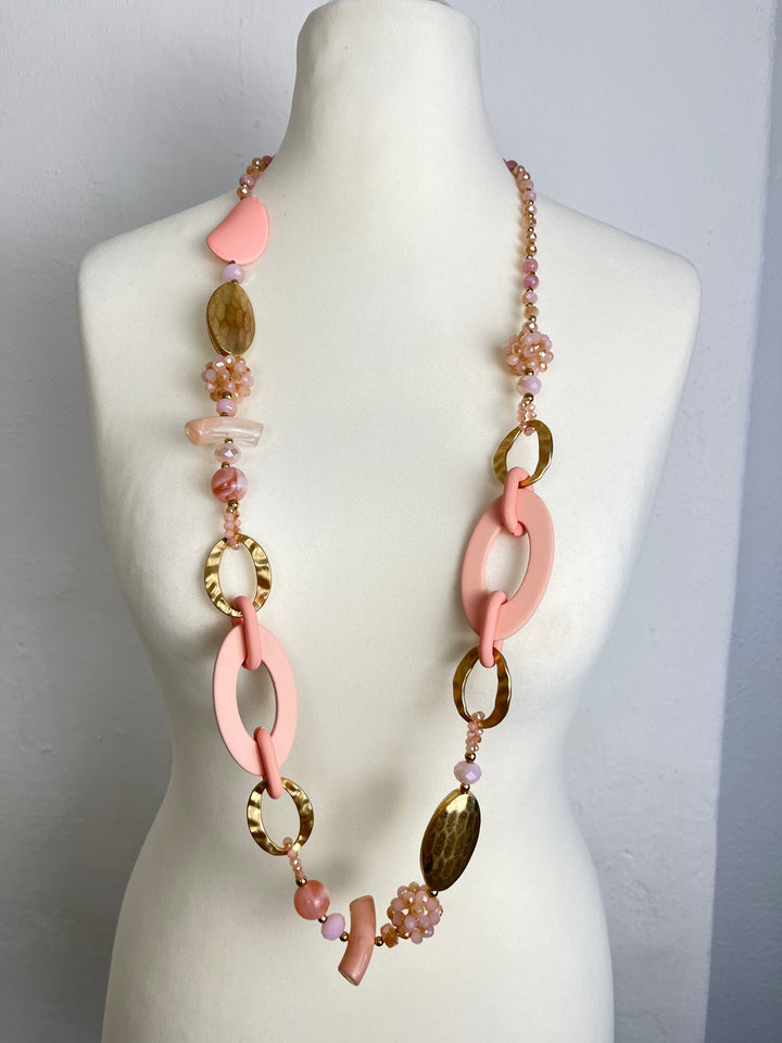 Statement-Kette, rosa-goldfarben