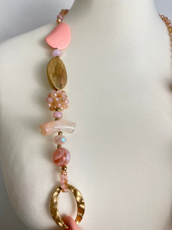 Statement-Kette, rosa-goldfarben