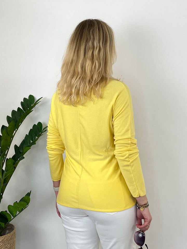 Pullover mit Metallic-Blumenprint, gelb von Bella Vita - Mode &amp; Lifestyle