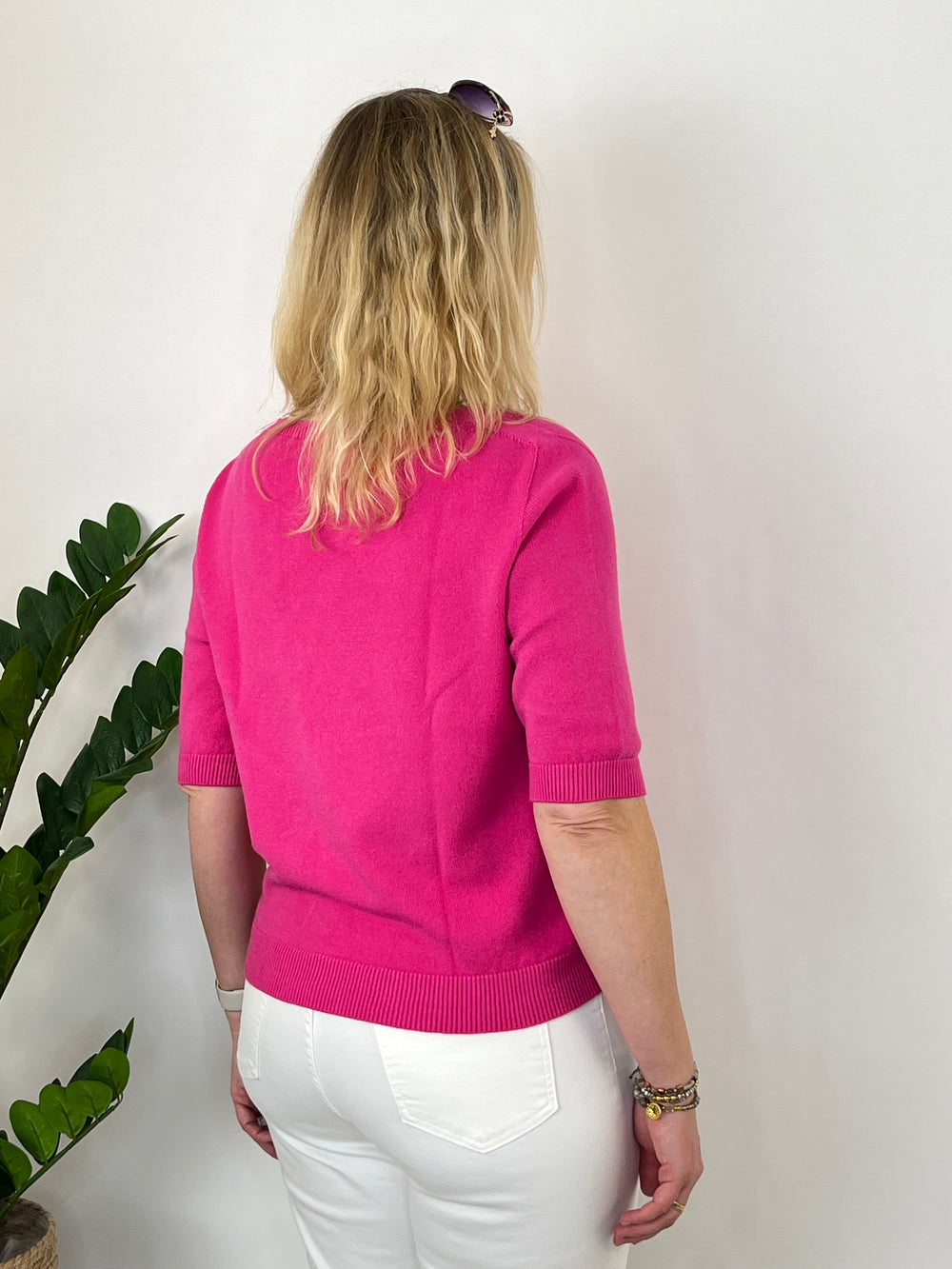Kurzarmpullover mit V-Ausschnitt, beere von Bella Vita - Mode & Lifestyle