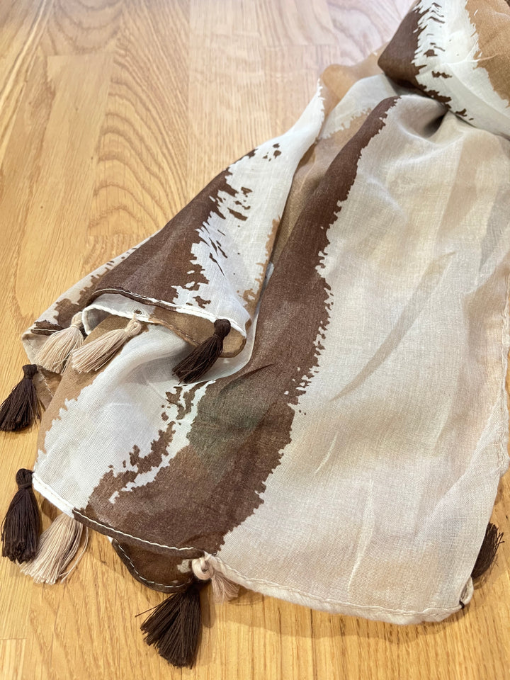 Leichter Schal aus Viskose, braun-beige
