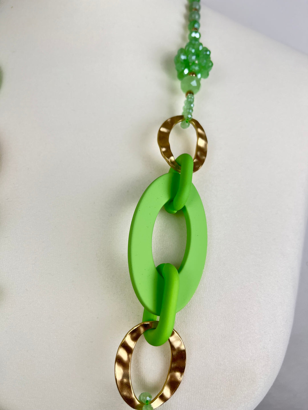 Statement-Kette, grün-goldfarben