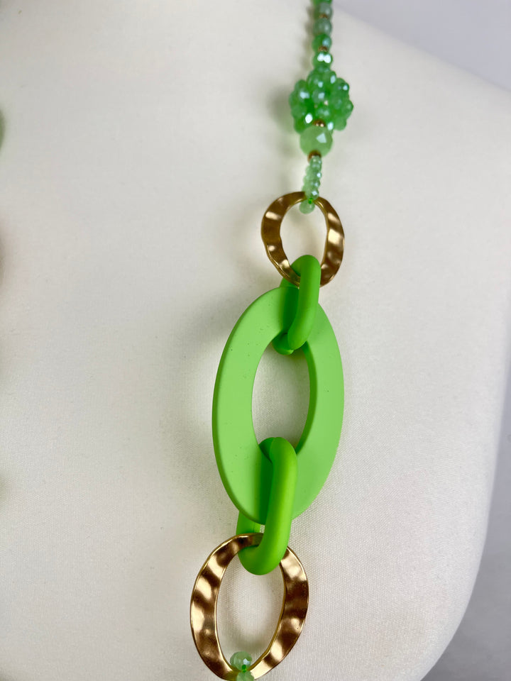 Statement-Kette, grün-goldfarben