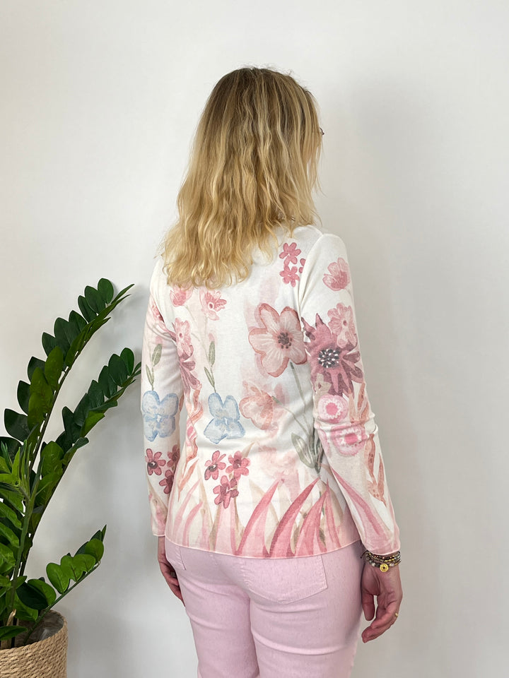 Pullover mit Blumenmuster, rosa von Bella Vita - Mode &amp; Lifestyle