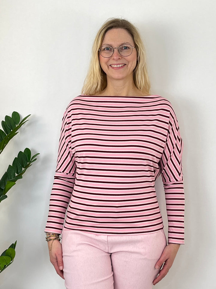 Wasserfallshirt, rosa-gestreift von Bella Vita - Mode &amp; Lifestyle