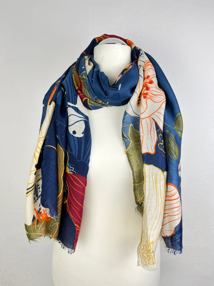 Schal floral, blau