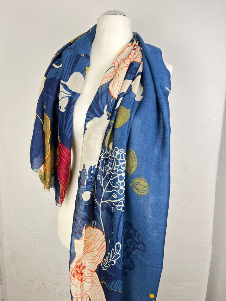 Schal floral, blau