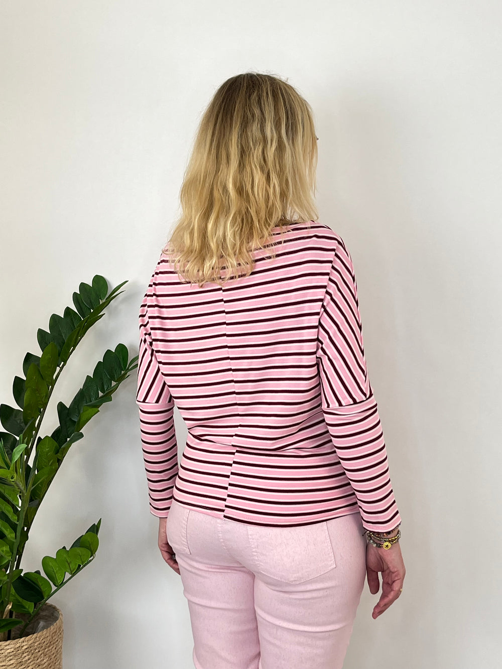 Wasserfallshirt, rosa-gestreift von Bella Vita - Mode & Lifestyle