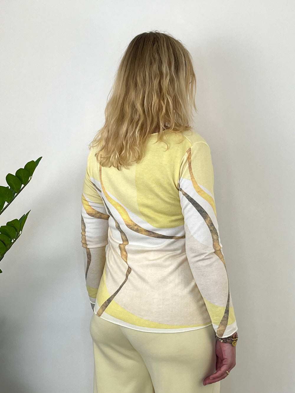 Pullover mit Aquarellmuster, gelb von Bella Vita - Mode & Lifestyle