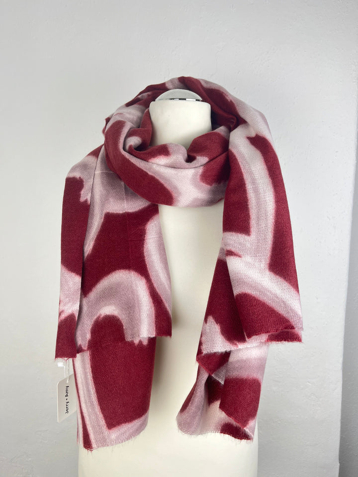 Schal "Hearts", bordeaux