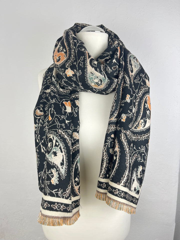 Schal mit Paisleymuster, schwarz