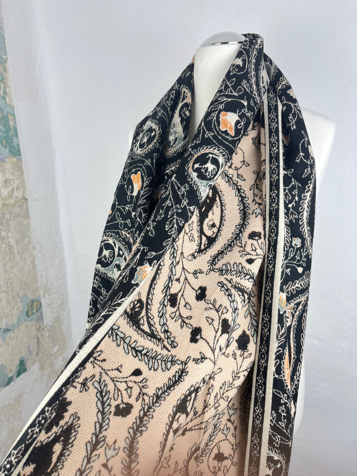 Schal mit Paisleymuster, schwarz