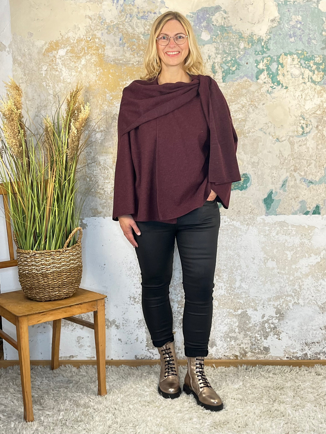 Poncho, bordeaux von Bella Vita - Mode & Lifestyle