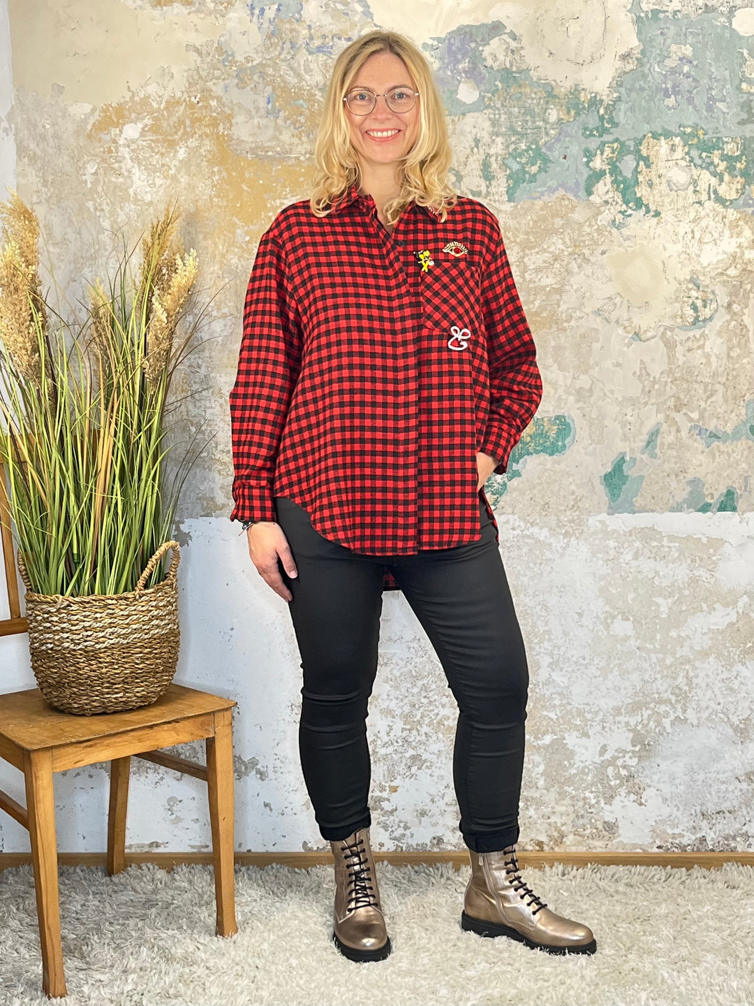 Flanellhemd, rot-kariert