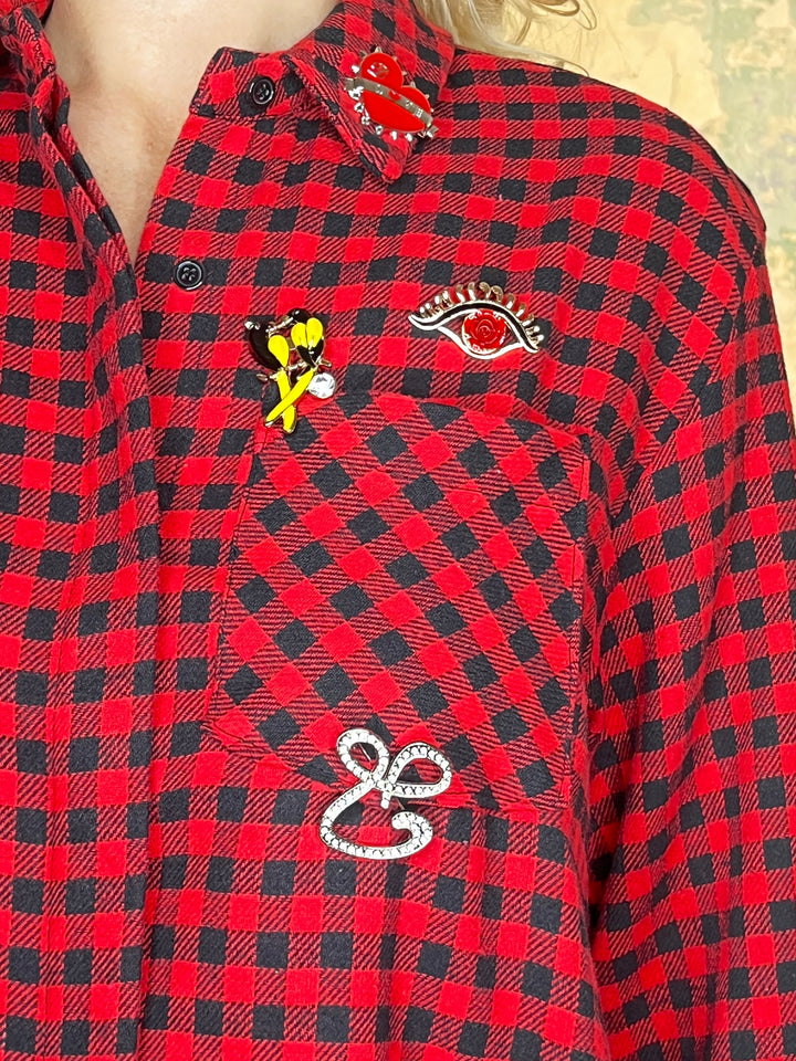 Flanellhemd, rot-kariert