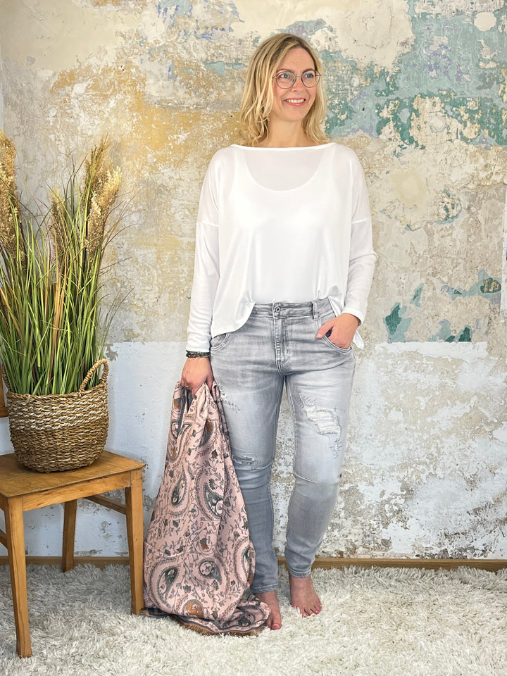 Jeans Used-Look, grey denim