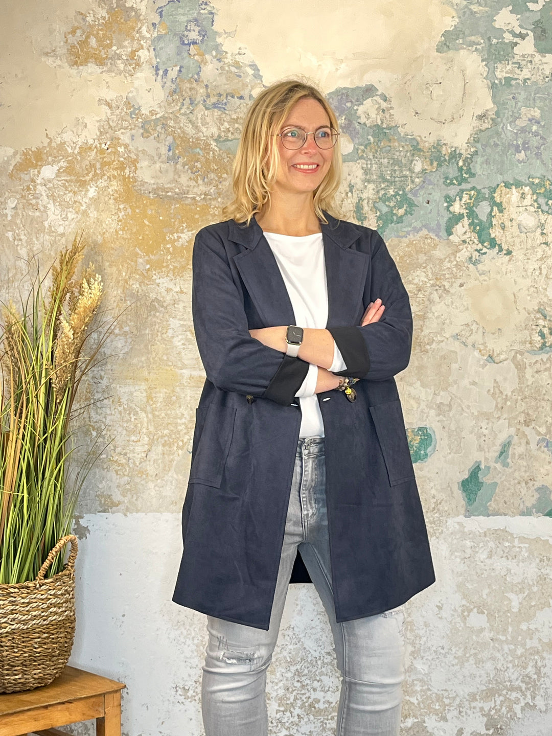 Longblazer Veloursimitat, marine von Bella Vita - Mode & Lifestyle