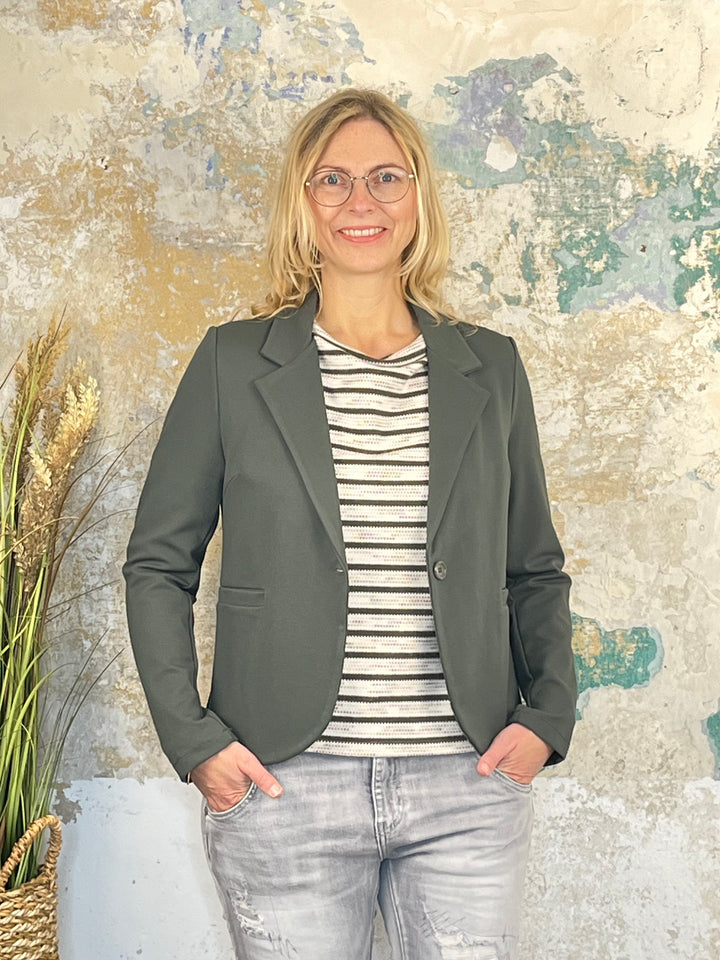 Jerseyblazer mit Reverskragen, khaki von Bella Vita - Mode & Lifestyle
