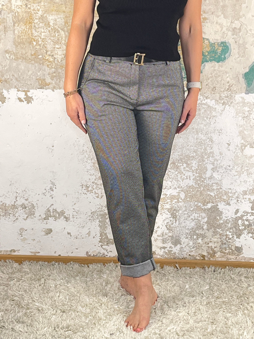 Hose in Strukturware, schwarz-weiß von Bella Vita - Mode & Lifestyle