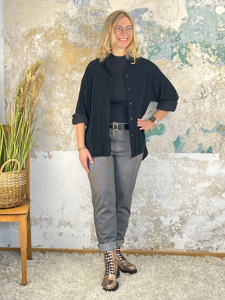 Cordbluse, schwarz