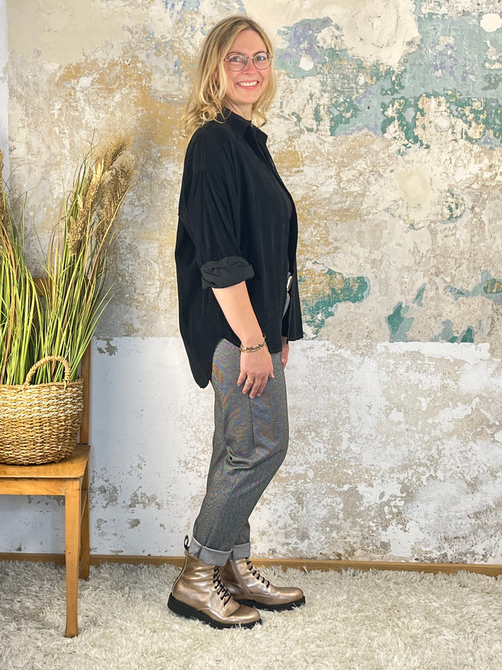 Cordbluse, schwarz