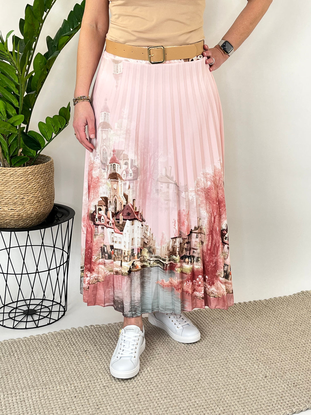 Plisseerock mit Landschaftsprint, rosa von Bella Vita - Mode & Lifestyle