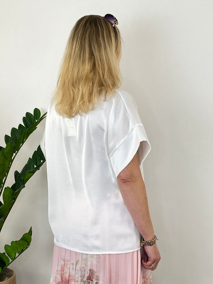 Blusenshirt aus Glanzware, ecru von Bella Vita - Mode & Lifestyle