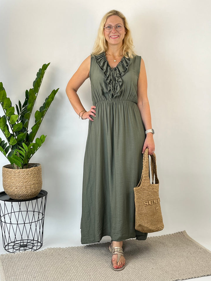 Abito in maglia con collo alto, grigio