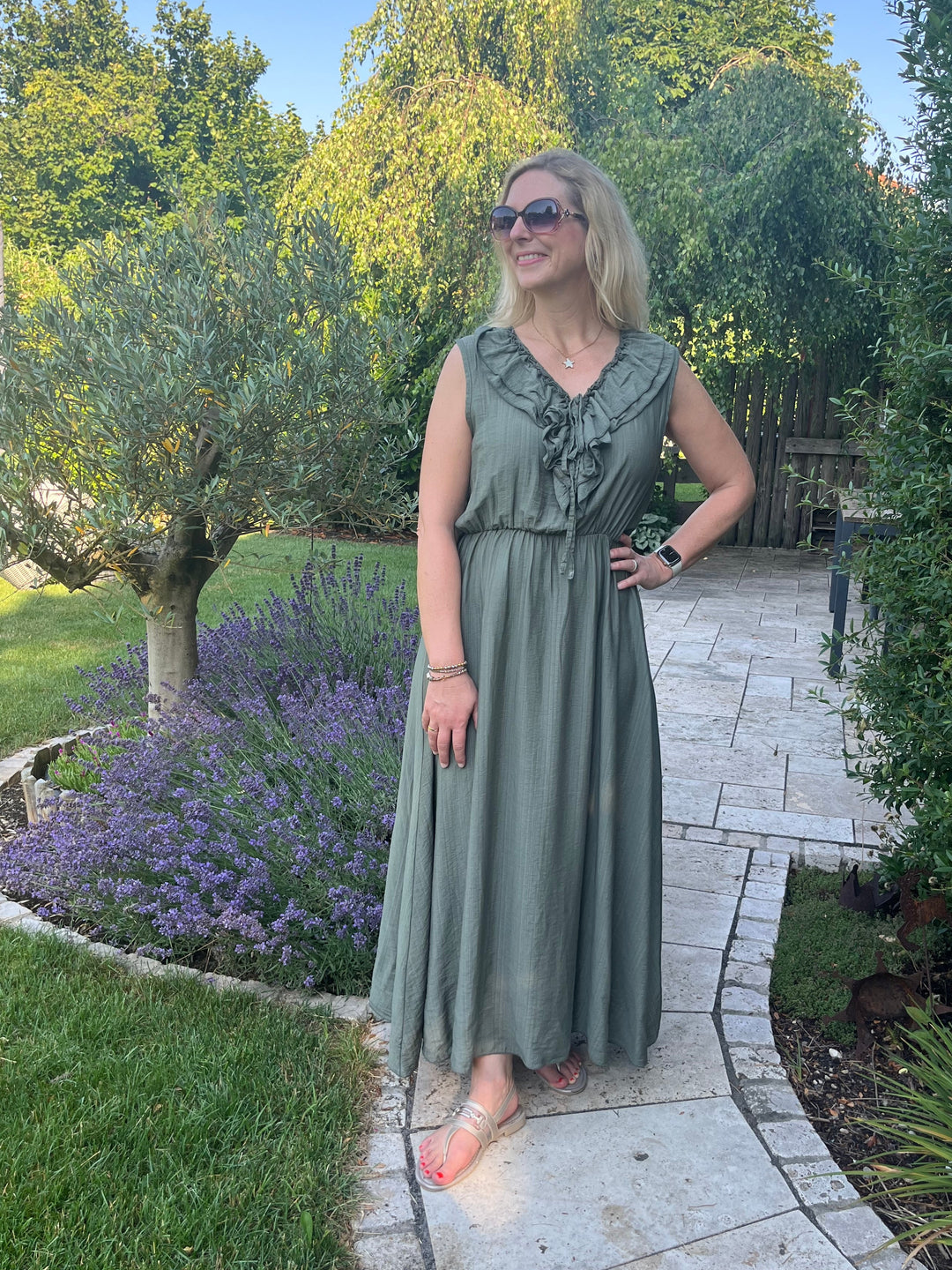 Abito in maglia con collo alto, grigio