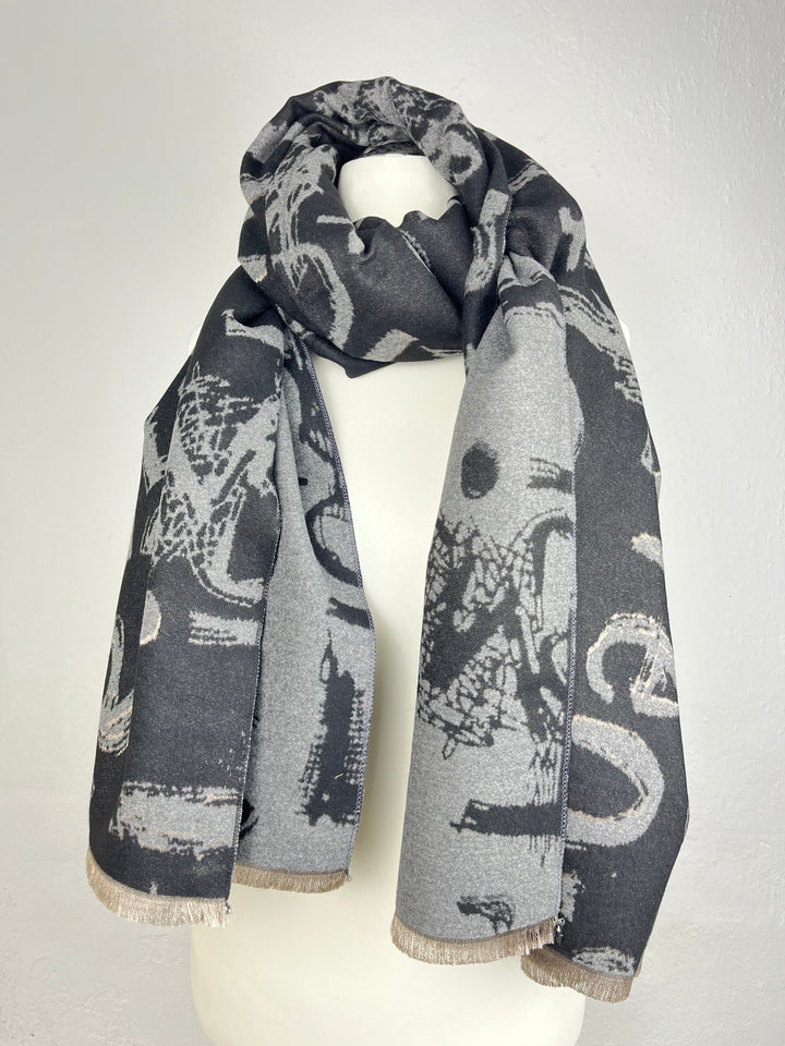 Schal mit Schriftmuster, anthrazit von Bella Vita - Mode & Lifestyle