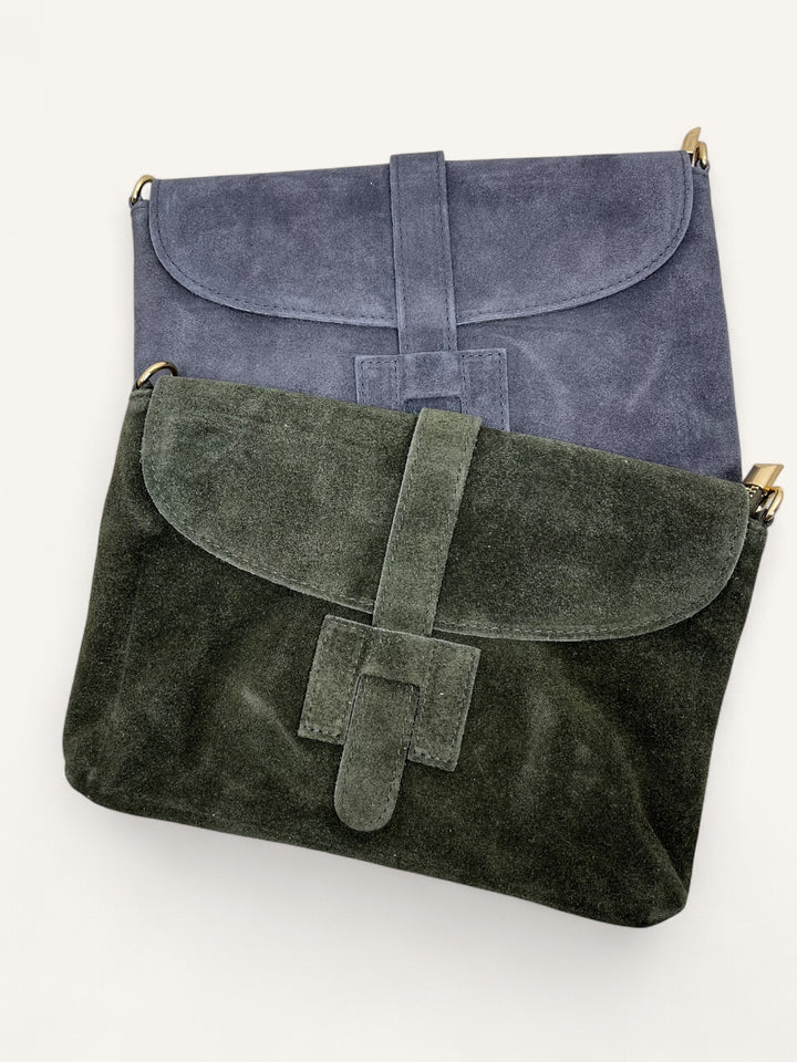 Wildleder-Tasche mit Überschlag, khaki von Bella Vita - Mode & Lifestyle