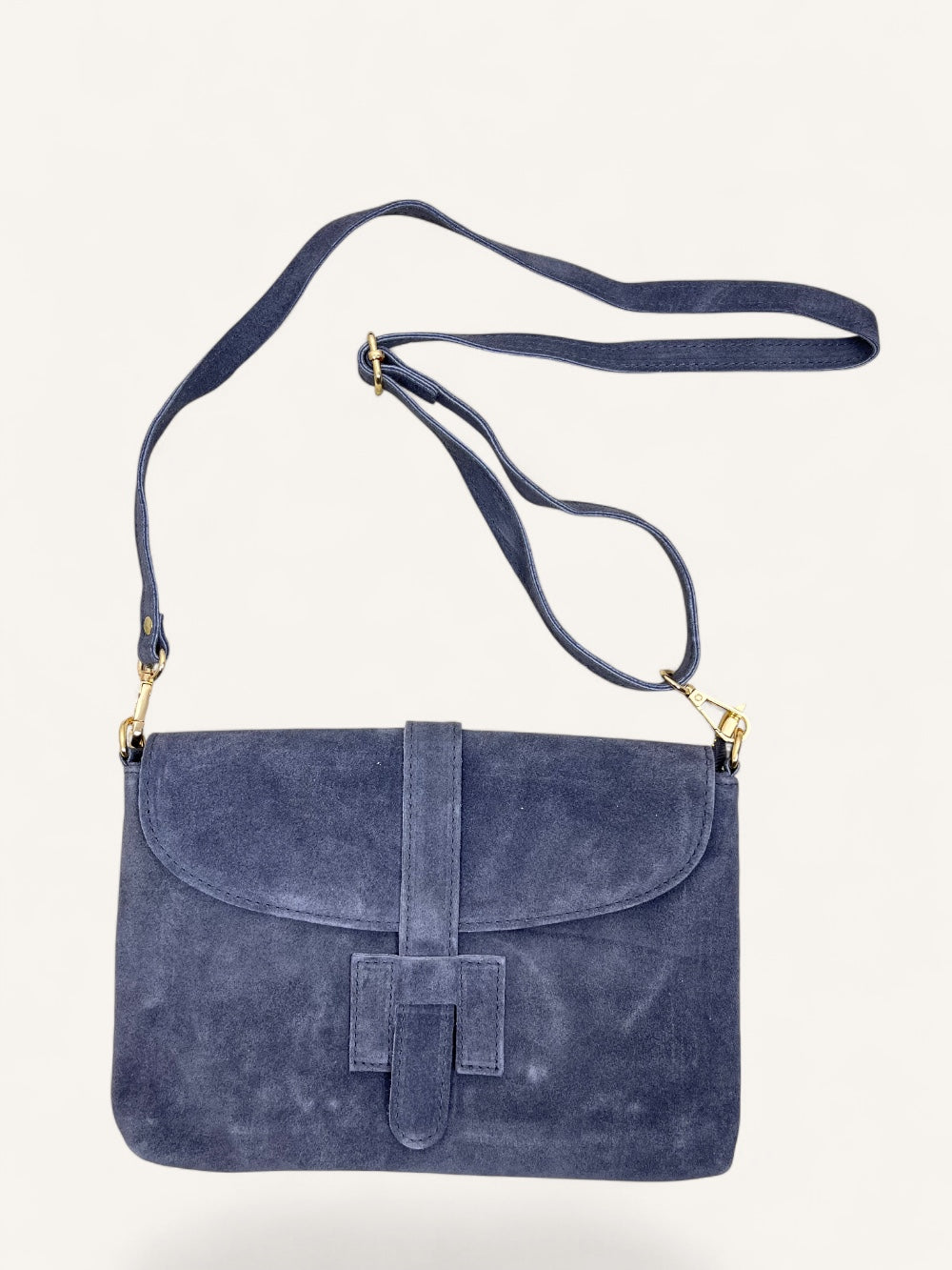 Wildleder-Tasche mit Überschlag, jeansblau von Bella Vita - Mode & Lifestyle