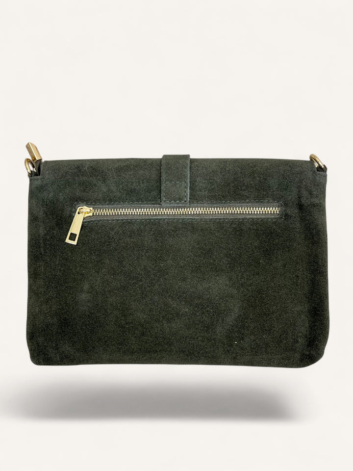 Wildleder-Tasche mit Überschlag, khaki von Bella Vita - Mode & Lifestyle