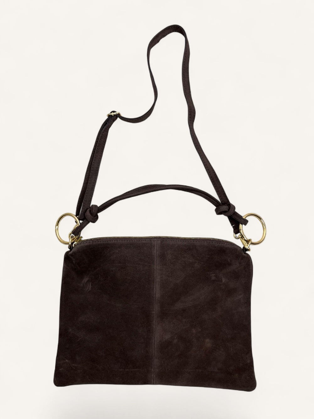 Wildleder-Tasche mit Goldringen, braun von Bella Vita - Mode & Lifestyle