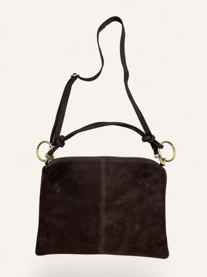 Wildleder-Tasche mit Goldringen, braun von Bella Vita - Mode & Lifestyle