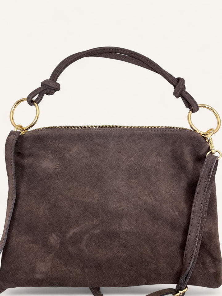 Wildleder-Tasche mit Goldringen, braun von Bella Vita - Mode & Lifestyle